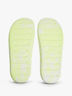 Embossed Fine Cleat Cutout Marbled Slides — Green 5