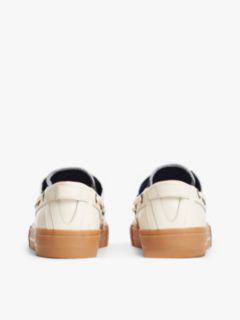 Archive Flag Stripe Leather Boat Shoes — Beige 4