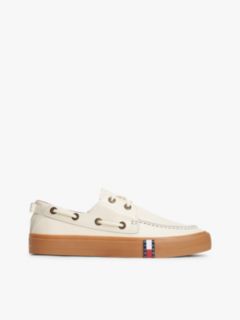 Archive Flag Stripe Leather Boat Shoes — Beige 1