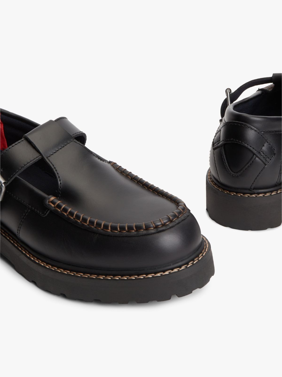 Archive Leather Cleat T-Bar Shoes — Black