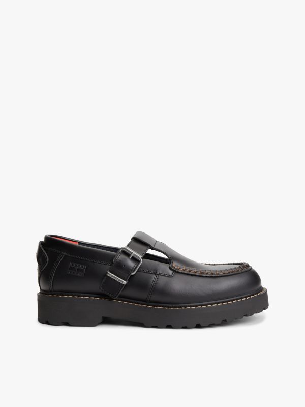 Archive Leather Cleat T-Bar Shoes — Black