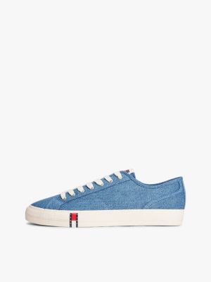 sneakers archive in denim con bandierina blu da uomini tommy jeans