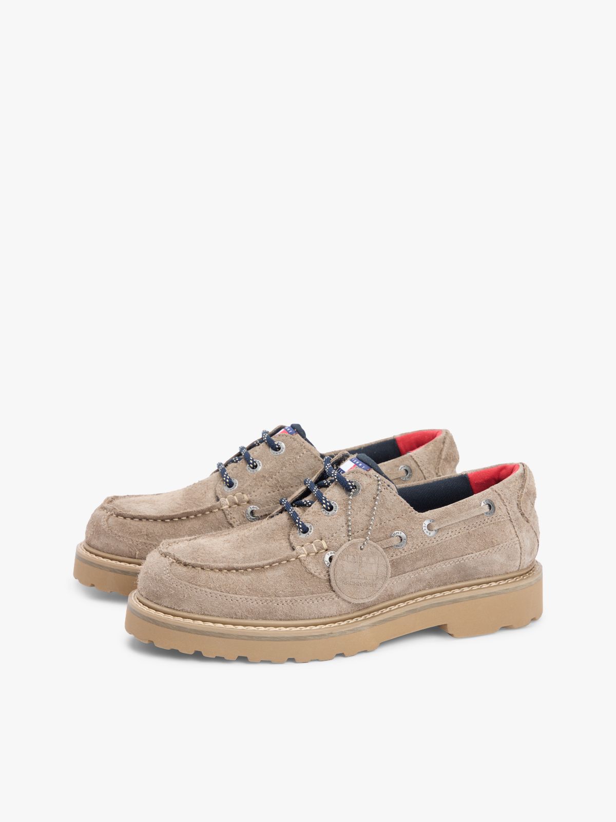 Archive Cleat Textured Suede Boat Shoes — Beige