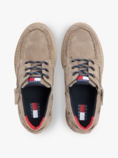 Archive Cleat Textured Suede Boat Shoes — Beige 3