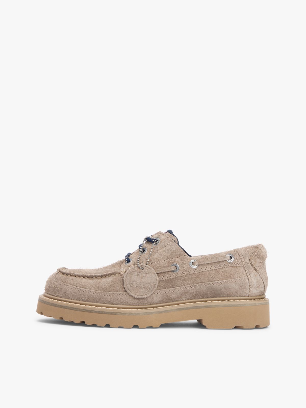 Archive Cleat Textured Suede Boat Shoes — Beige