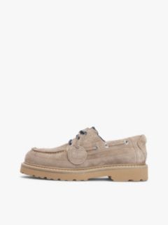 Archive Cleat Textured Suede Boat Shoes — Beige 7