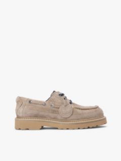 Archive Cleat Textured Suede Boat Shoes — Beige 1