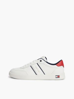 blue lightweight court trainers with leather for men tommy jeans