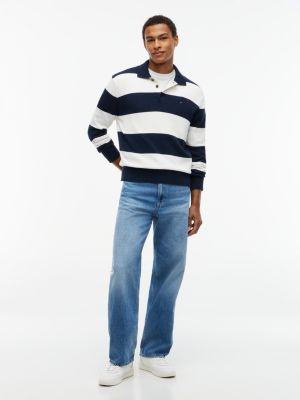 blauw lichtgewicht court sneaker met leer voor heren - tommy jeans