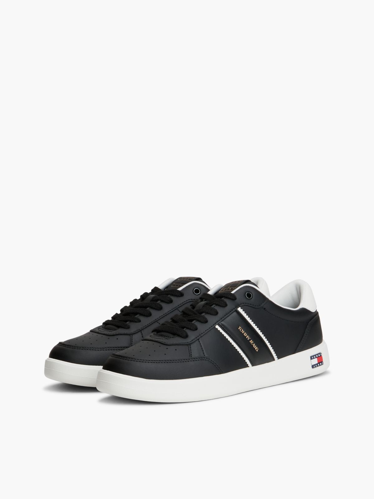 Lightweight Court Trainers With Leather — Black