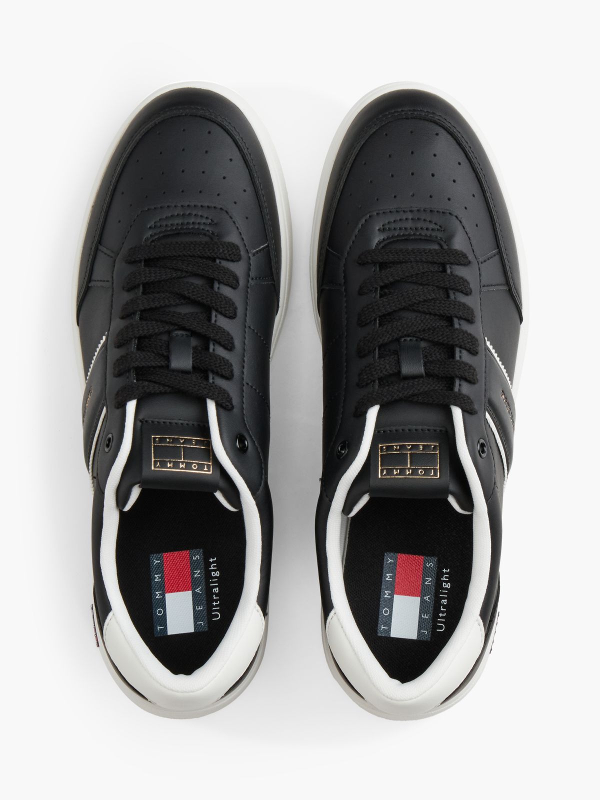 Lightweight Court Trainers With Leather — Black