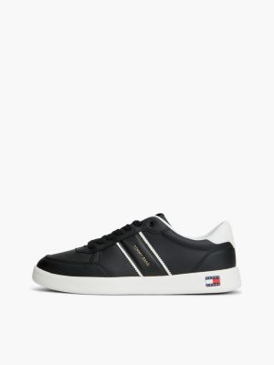 czarny lekkie buty sportowe w tenisowym stylu ze skóry dla mężczyźni - tommy jeans