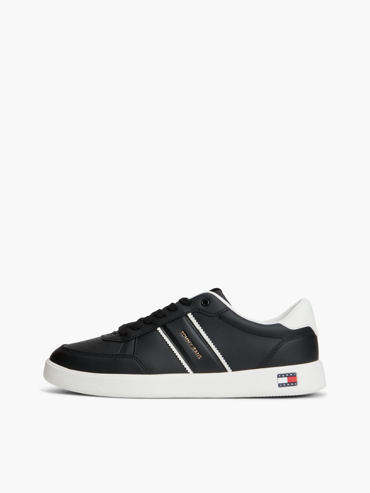 Lightweight Court Trainers With Leather — Black