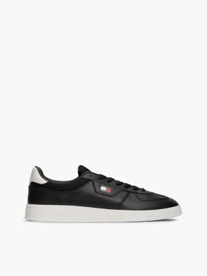 black buty sportowe the greenwich z domieszką skóry dla mężczyźni - tommy jeans