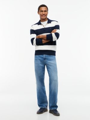 blue the greenwich logo trainers with leather for men tommy jeans