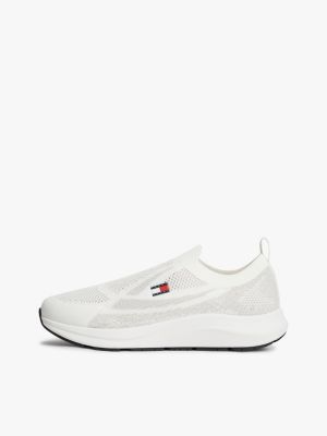 weiß strick-sneaker zum hineinschlüpfen mit logo für herren - tommy jeans