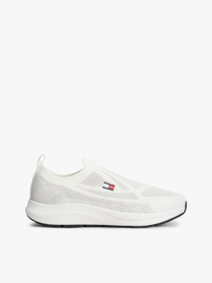 white logo knit pull-on trainers for men tommy jeans
