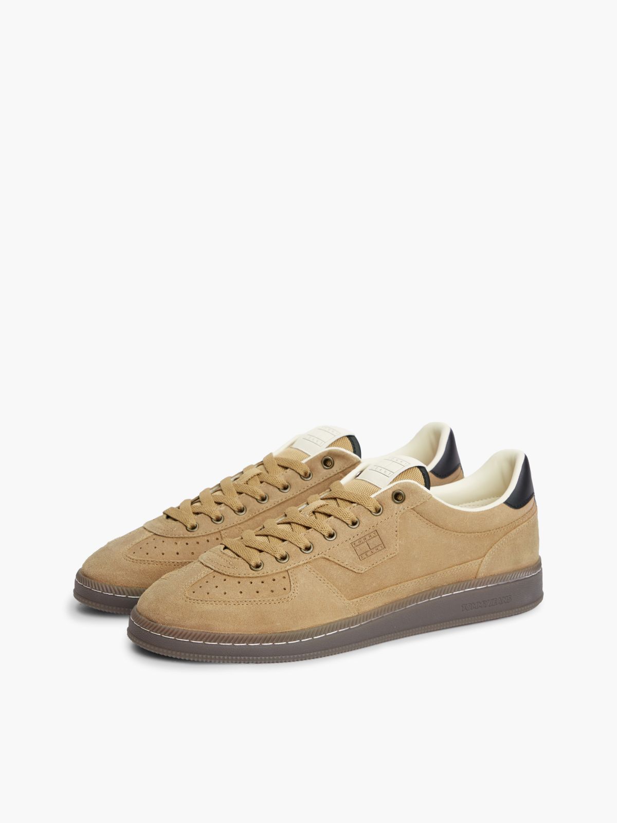The Greenwich Logo Suede Court Trainers — Beige