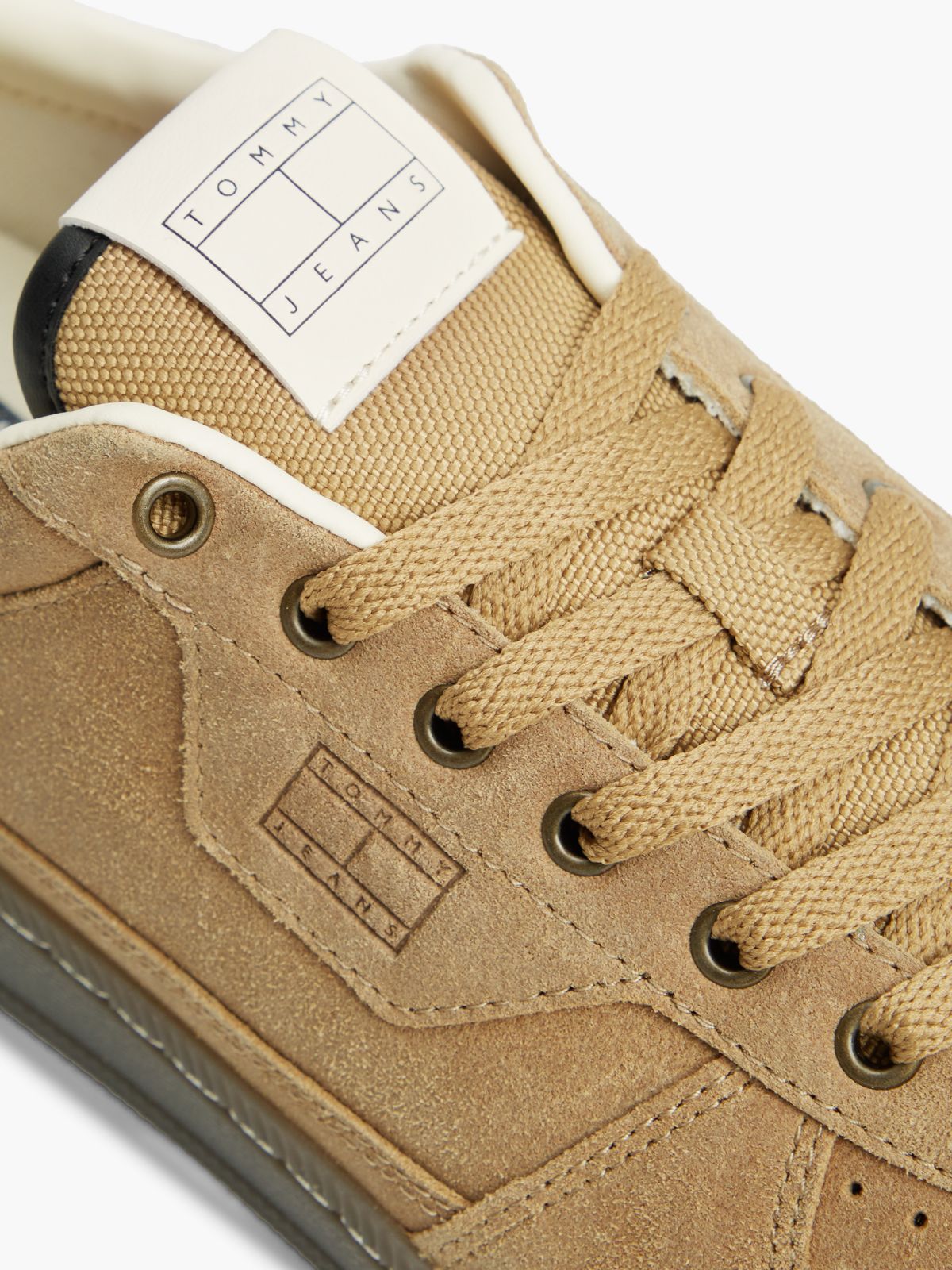 The Greenwich Logo Suede Court Trainers — Beige