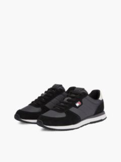 Suede Mixed Texture Trainers — Black 2