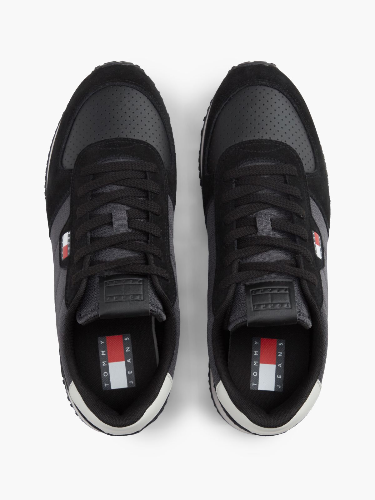 Suede Mixed Texture Trainers — Black