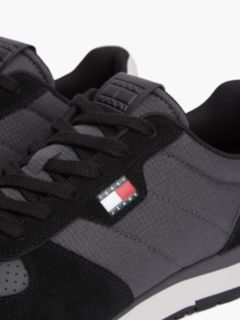 Suede Mixed Texture Trainers — Black 6