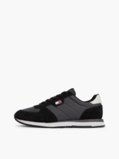 Suede Mixed Texture Trainers — Black 7