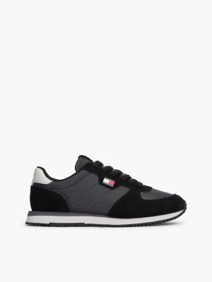 black suede mixed texture trainers for men tommy jeans