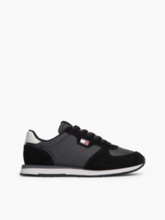 Suede Mixed Texture Trainers — Black 1