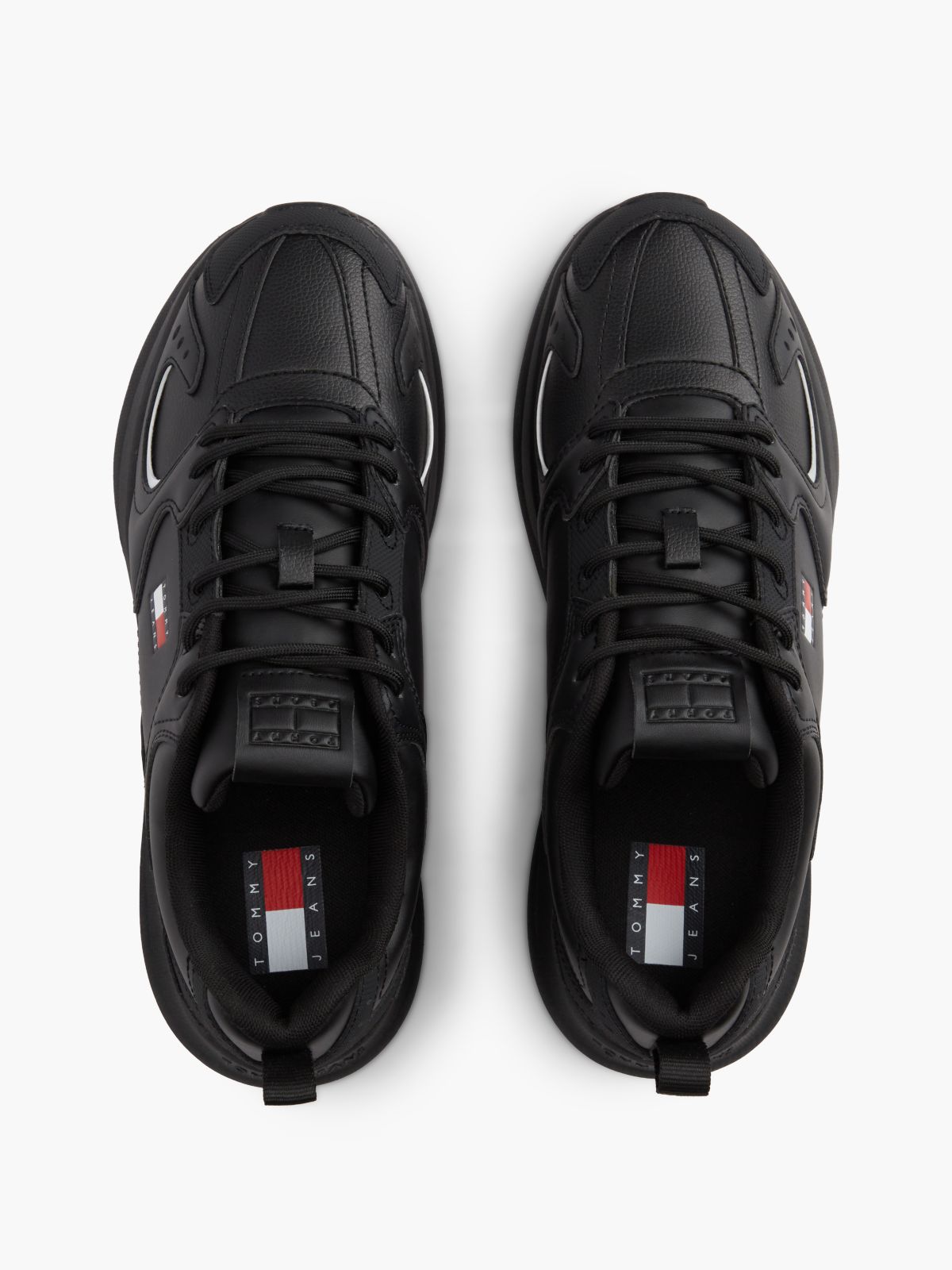Mixed Texture Chunky Trainers — Black