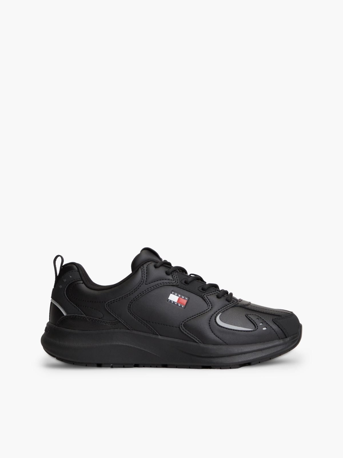 Mixed Texture Chunky Trainers — Black