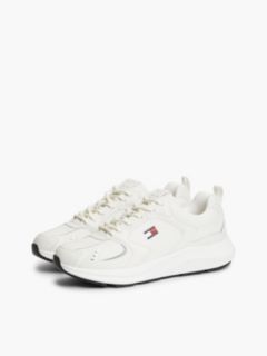 Mixed Texture Chunky Trainers — White 2