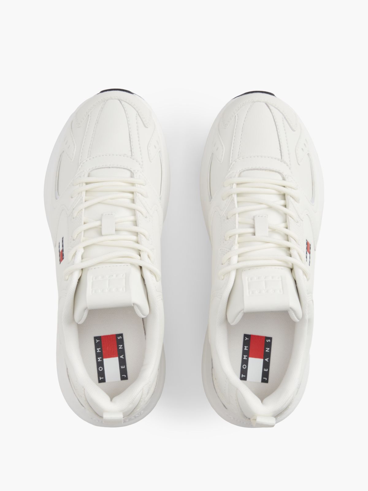 Mixed Texture Chunky Trainers — White