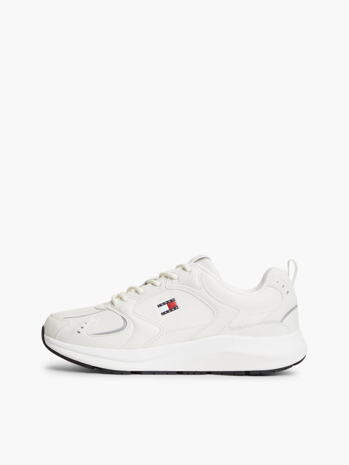 Mixed Texture Chunky Trainers — White