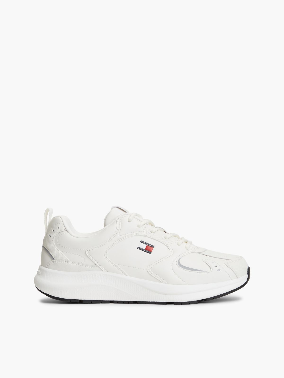 Mixed Texture Chunky Trainers — White