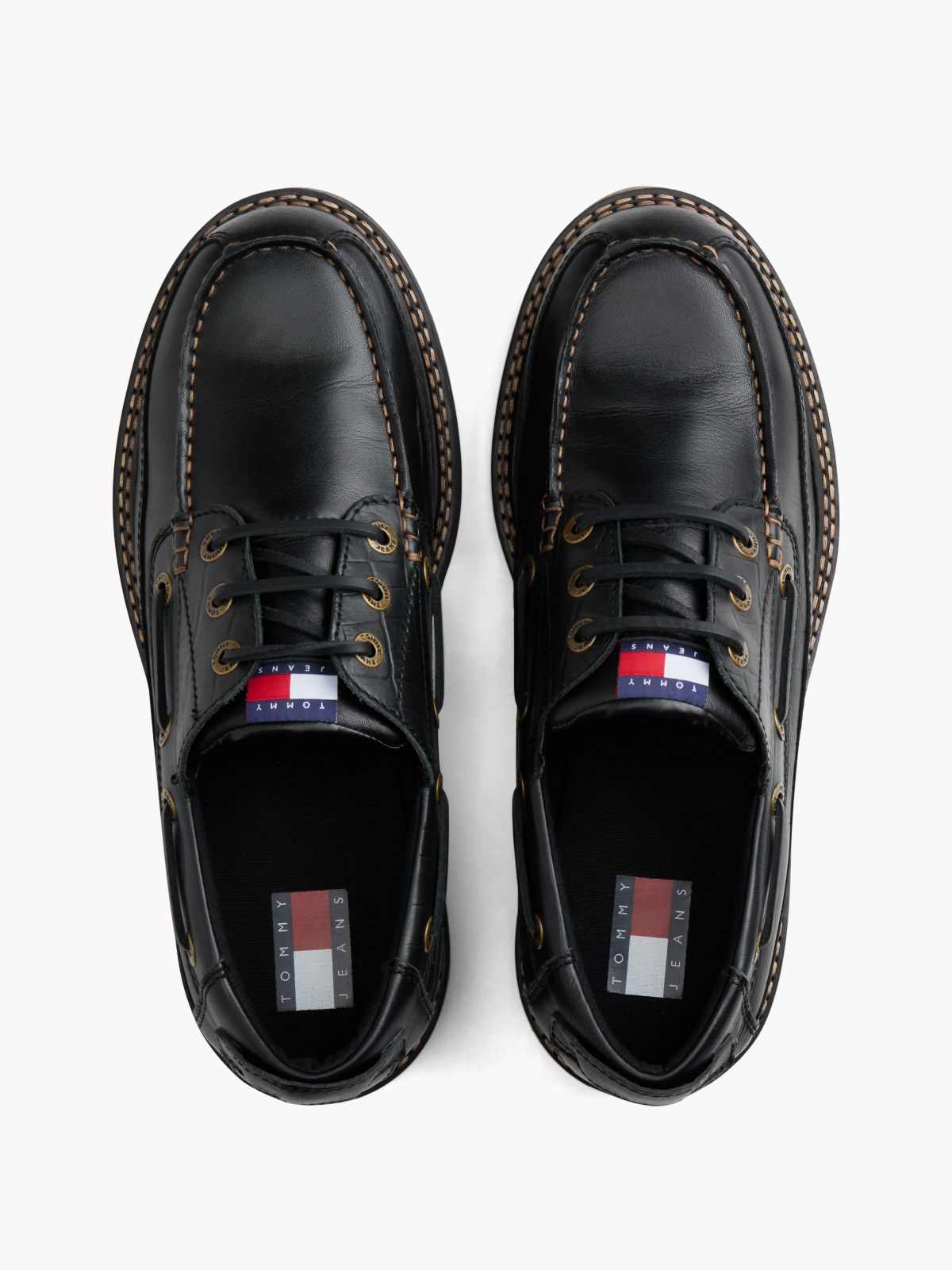 Archive Leather Cleat Boat Shoes — Black