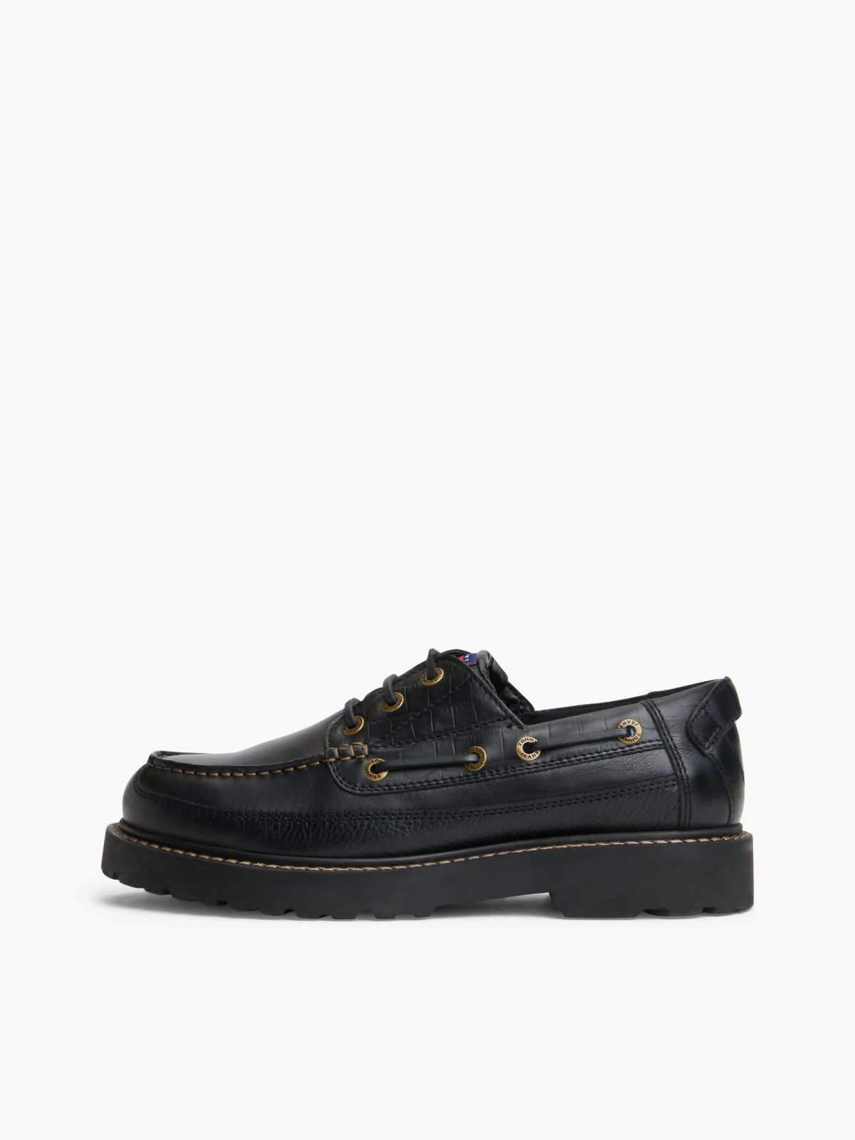 Archive Leather Cleat Boat Shoes — Black
