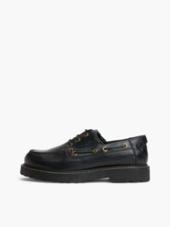Archive Leather Cleat Boat Shoes — Black 7
