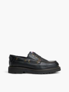 Archive Leather Cleat Boat Shoes — Black 1
