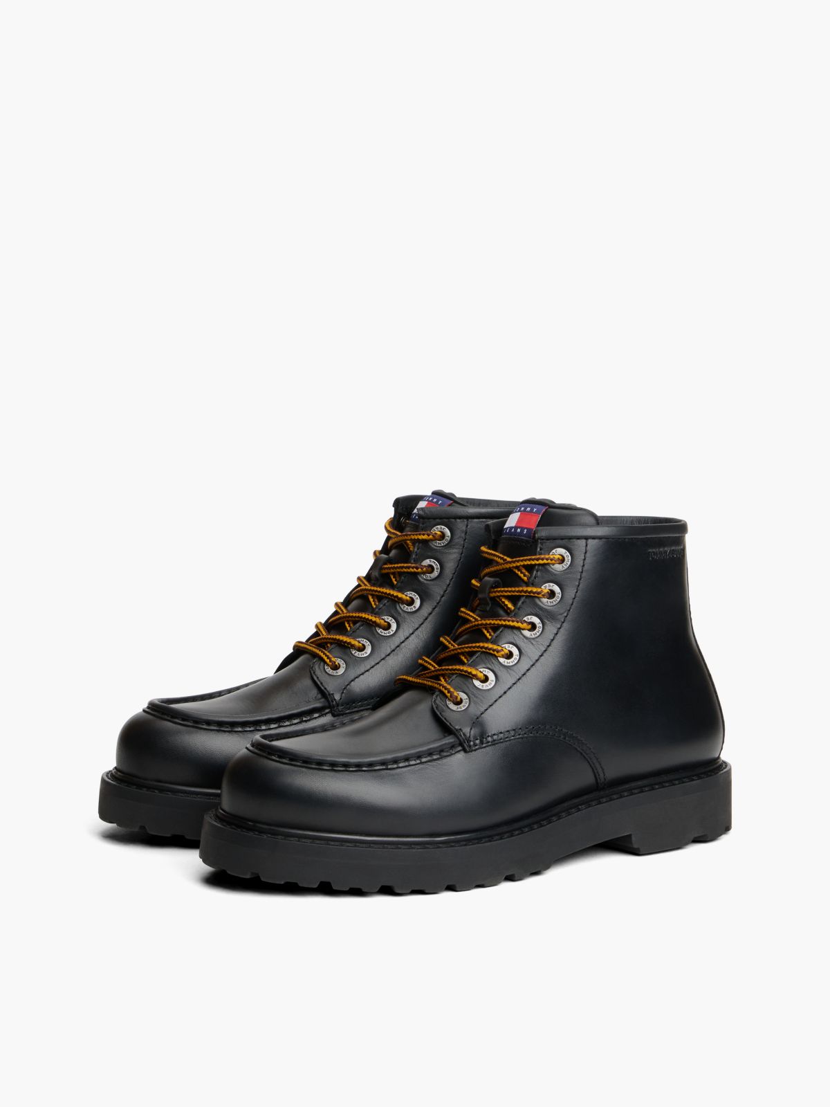 Archive Leather Lace-Up Mid Boots — Black