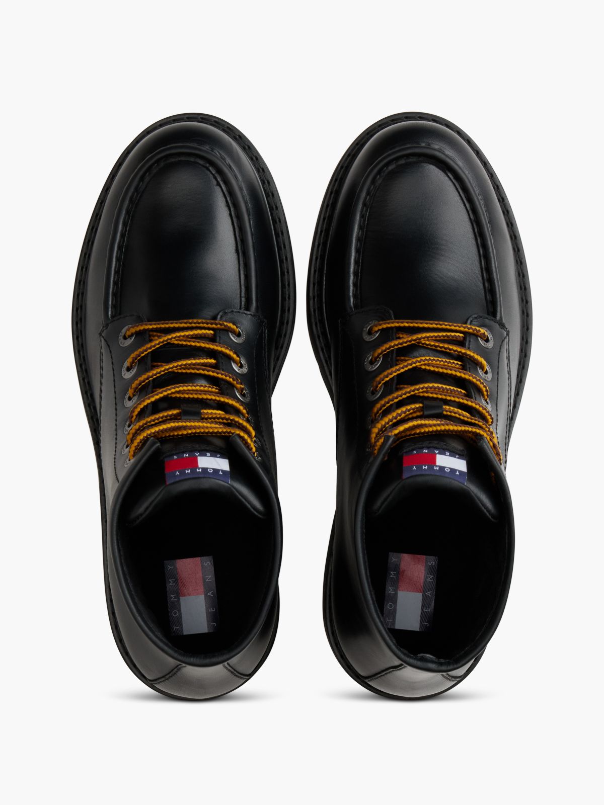 Archive Leather Lace-Up Mid Boots — Black