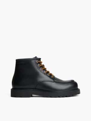 stivaletti medi stringati archive in pelle black da uomini tommy jeans