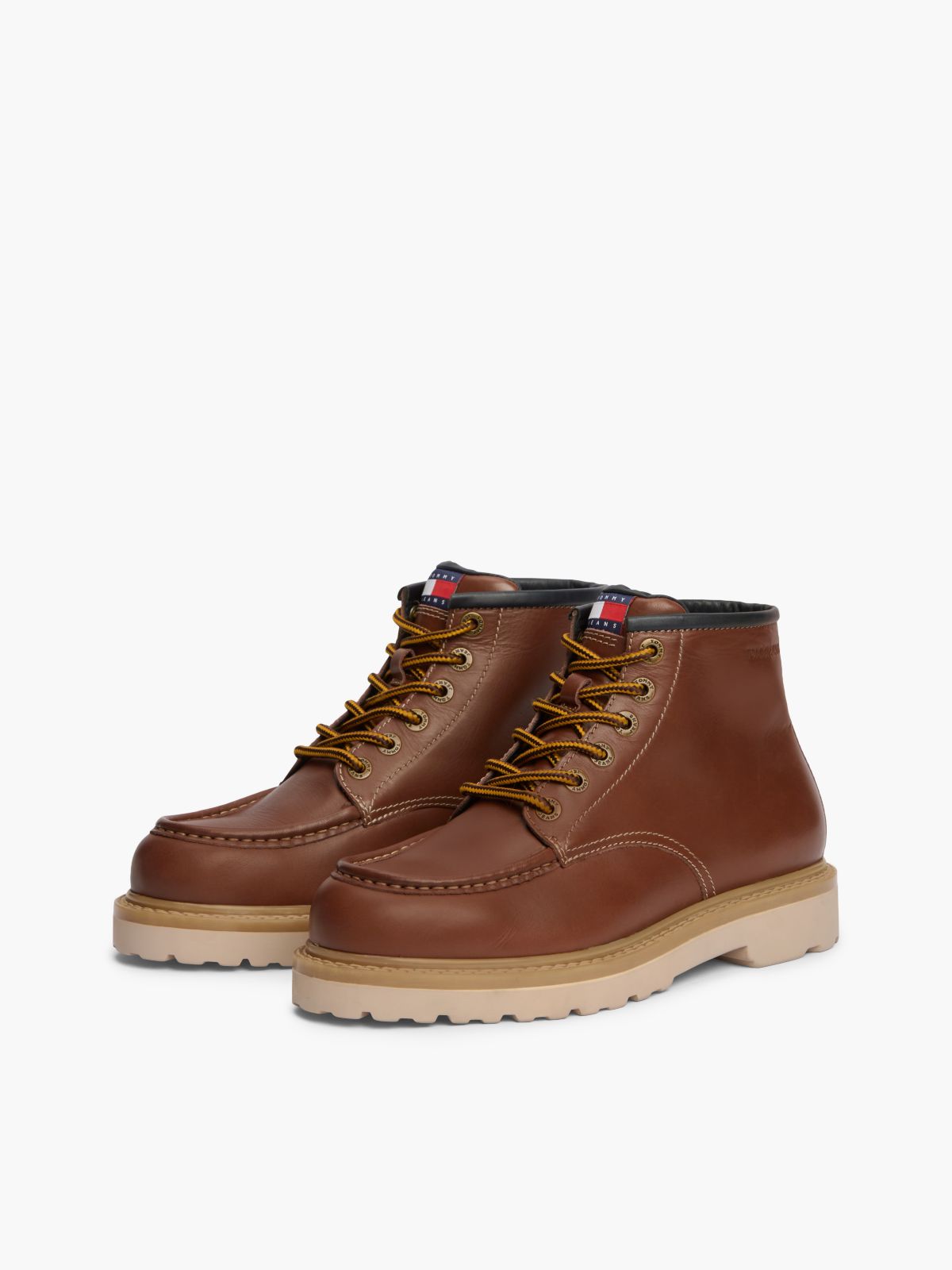 Archive Leather Lace-Up Mid Boots — Brown