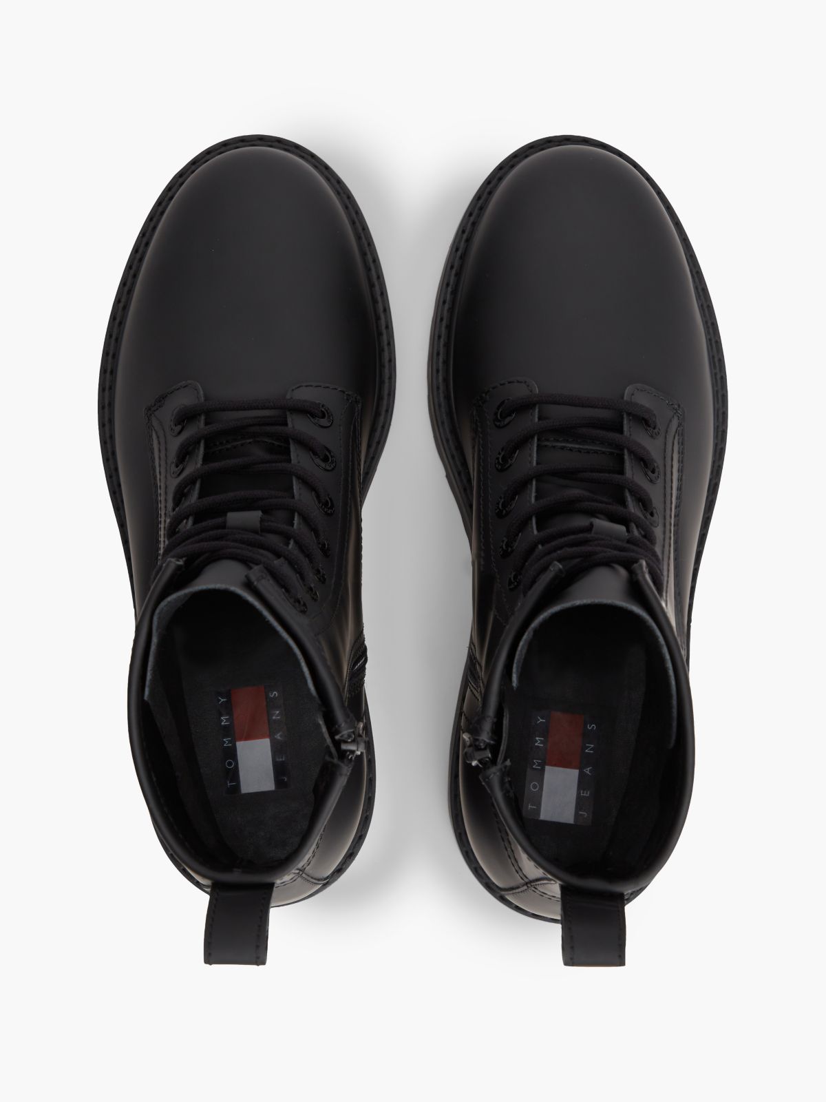 Archive Leather Lace-Up Mid Boots — Black