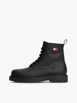black archive leather lace-up mid boots for men tommy jeans