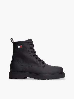 stivaletti medi stringati archive in pelle black da uomini tommy jeans