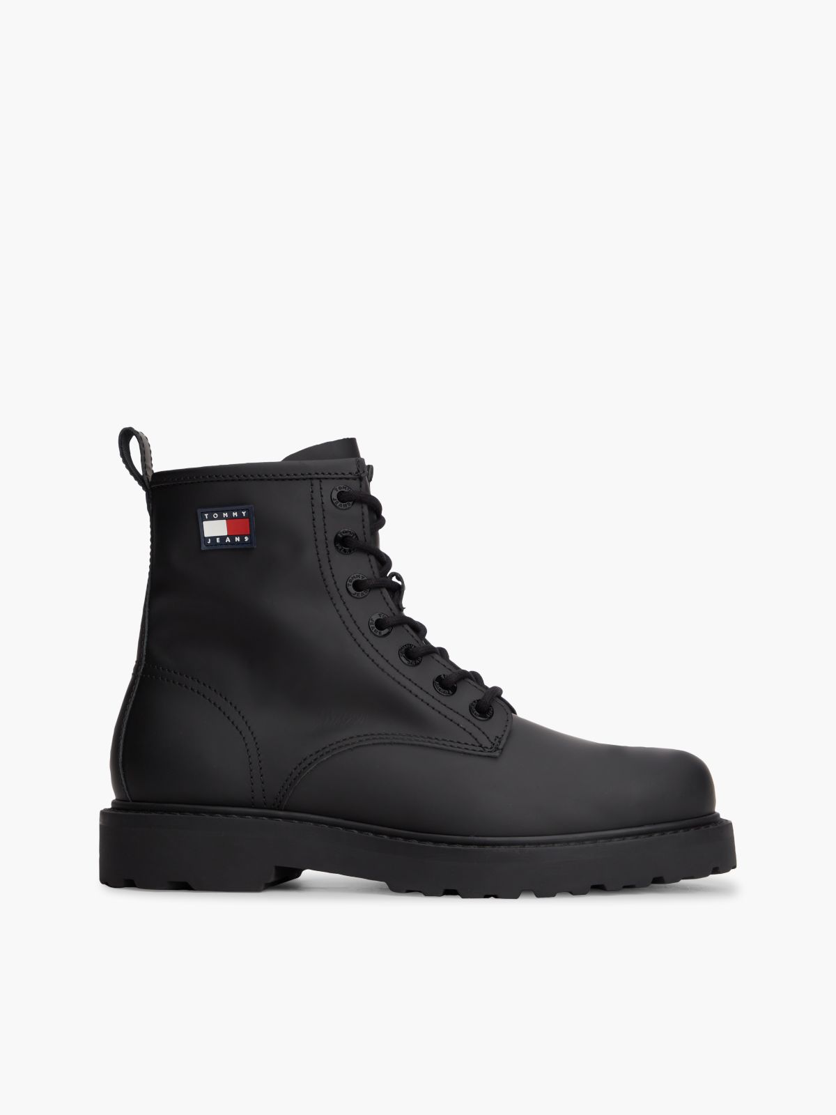 Archive Leather Lace-Up Mid Boots — Black