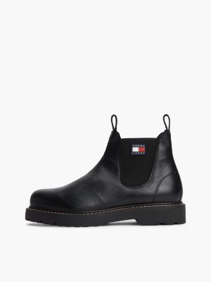 bottines chelsea en cuir archive doublées noir pour hommes tommy jeans