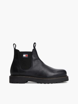 bottines chelsea en cuir archive doublées black pour hommes tommy jeans