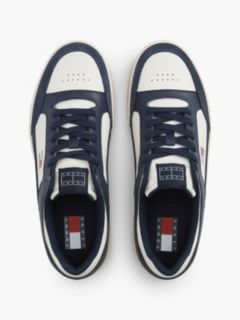 Leather Contrast Texture Basketball Trainers — Blue 3